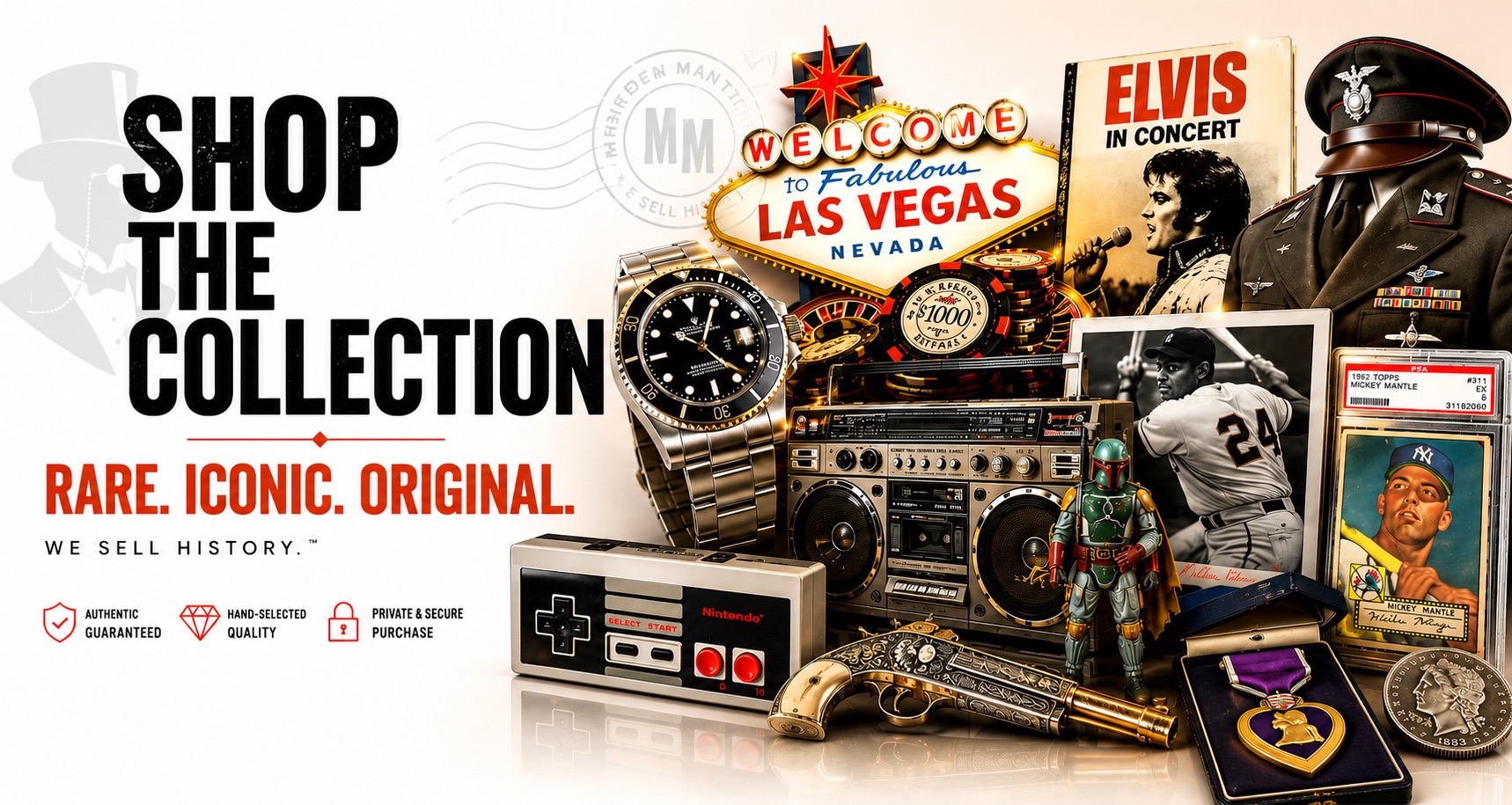 Shop the Collection — rare, iconic, original antiques and memorabilia. Modern Mantiques, Las Vegas.